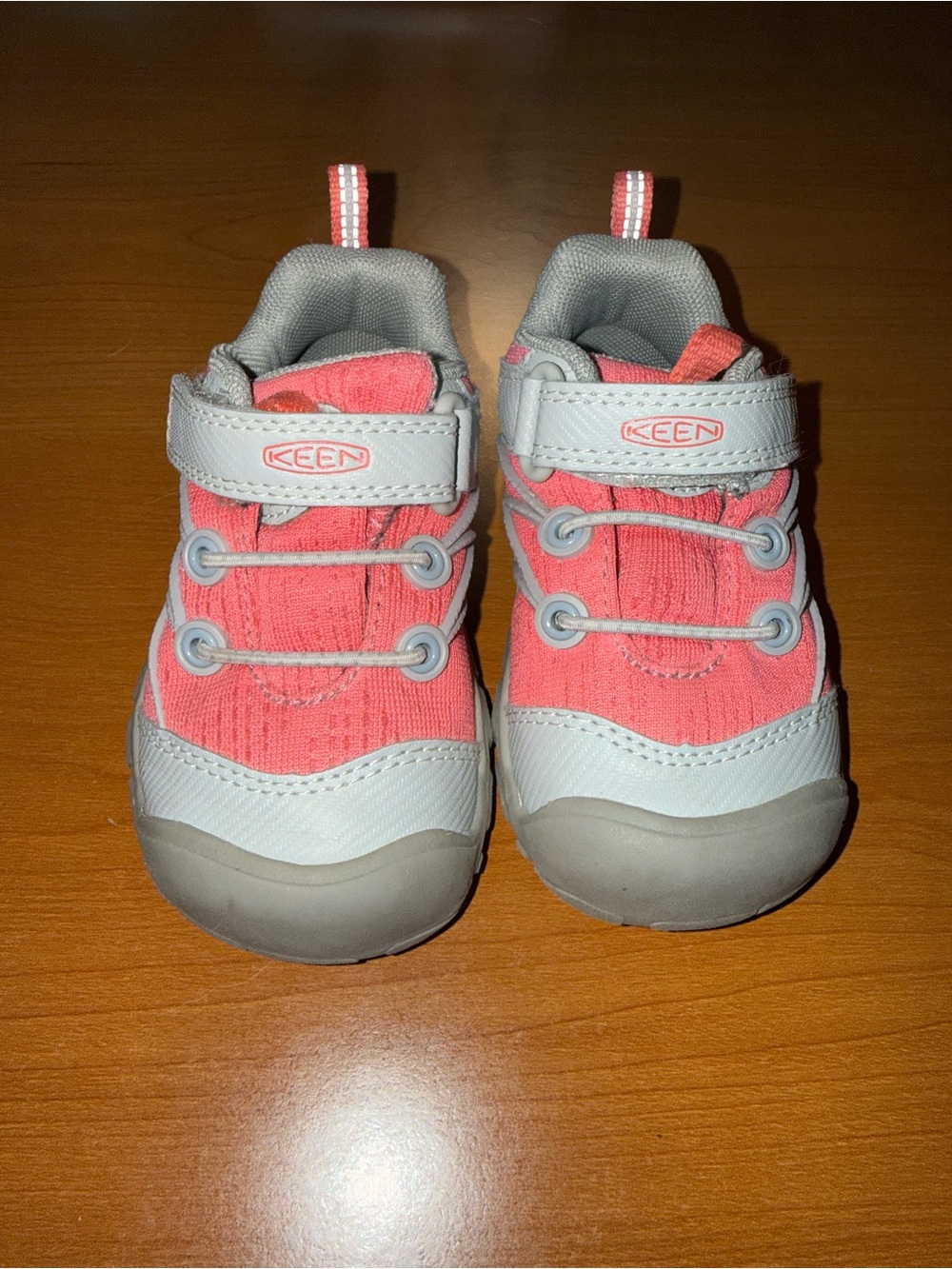 Keen Kids Coral Pink and Light Gray Athletic Sneakers - Picture 4 of 7